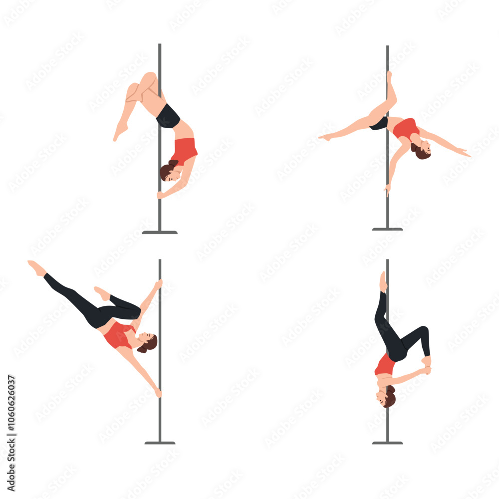 Fotografie Woman pole dancer dancing poses on pole