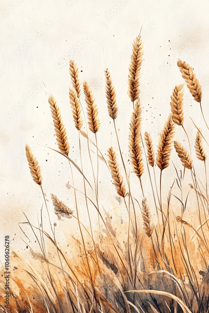 Fototapeta premium Wheat stalks dance gracefully in the gentle breeze against a soft earthy background capturing the essence of nature's beauty and tranquility
