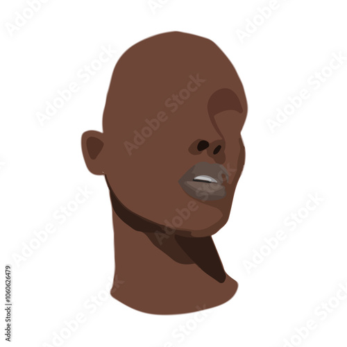 Ilustração Vetorial cabeça, cara, caricatura, ilustração, arte, 3d, vector, chocolate, garoto, nariz, expressão, pessoa, figura, caracter, gente, cabelo, cara, modelar, emoção, olho, esculpir