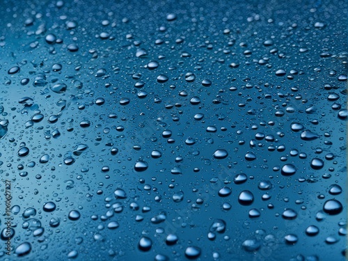 Wallpaper Mural Water droplets on a blue glass surface with condensation and bubbles Torontodigital.ca