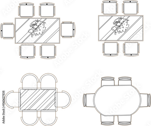 Vector sketch illustration silhouette design drawing interior furniture sofa chair dining room table 