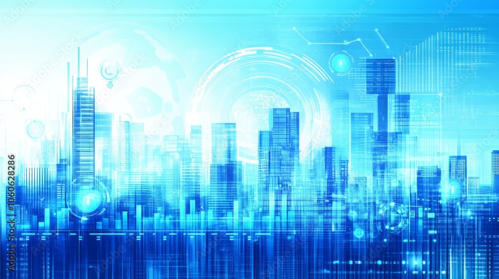 An abstract cityscape with glowing blue lines and circles, suggesting a futuristic urban environment. An abstract cityscape with glowing blue lines and circles, suggesting a futuristic urban environment.