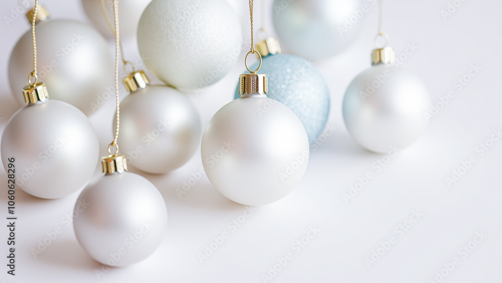 white blue ornaments hanging against a white background white blue ornaments hanging against a white background