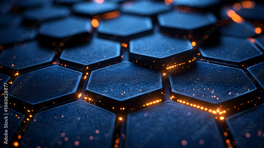 Abstract 3D Hexagon Pattern with Glowing Lights Abstract 3D Hexagon Pattern with Glowing Lights