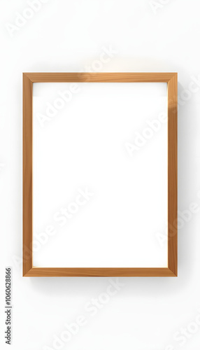 Rectangle wooden nice photo frame mockup isolated with white highlights, png