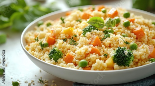 Delicious and Healthy Couscous Bowl with Vegetables High-Fiber Grains for Digestive Health and Nutrition