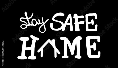 Ilustração Vetorial frase em ingles bem vindo, casa, fique seguro, placas lettering, porta de entrada, comércio