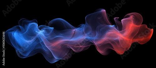 Abstract blue and red smoke on a black background.