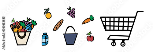 Ilustração Vetorial Plano de Fundo, estabelecimento, presente, almofadas, infinito, design, papel, carta alimento, isolado, fruta, loja, fresco, legume, vermelho, verde, branco, saudável, legume, maçã