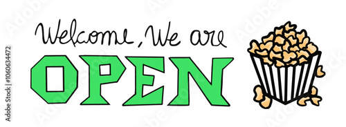 Ilustração Vetorial frase em ingles bem vindo, casa, fique seguro, placas lettering, porta de entrada, comércio