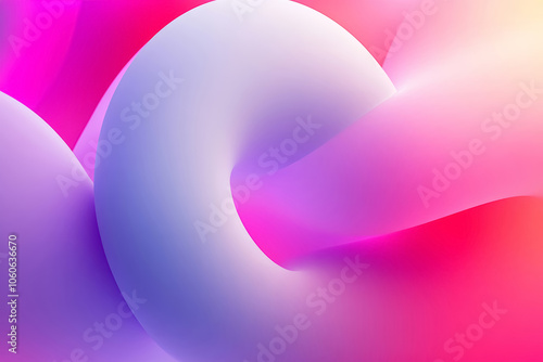 Abstract pink and purple liquid wavy shapes futuristic banner. Glowing digital circles background.  photo