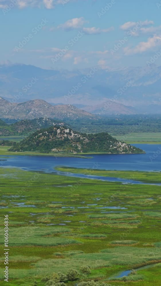 Landscape with Skadar Lake in Montenegro at summer, zoom in timelapse. Vertical video Landscape with Skadar Lake in Montenegro at summer, zoom in timelapse. Vertical video