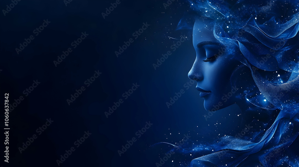 Abstract Illustration of a Woman with Blue Background Abstract Illustration of a Woman with Blue Background