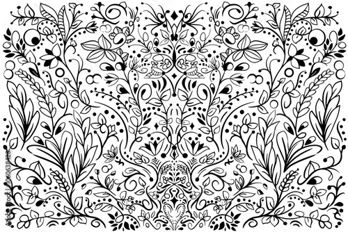 Ilustração Vetorial modelo, inconsútil, floral, papel de parede, flor, vintage, vector, ornamento, design, folha, damasco, condecoração, ilustração, textura, arte, tecido, ornamentado, antiguidade, gi