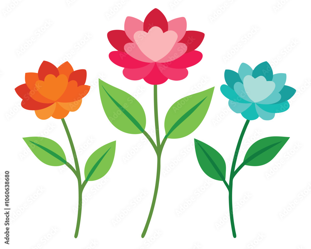 set of flowervector illustration on white background set of flowervector illustration on white background