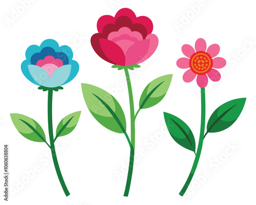 set of flowervector illustration on white background photo