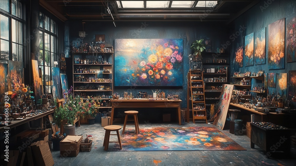 augmented reality tools float around a vibrant artists studio where creative designs blend seamlessly with digital elements showcasing the fusion of technology and artistic expression augmented reality tools float around a vibrant artists studio where creative designs blend seamlessly with digital elements showcasing the fusion of technology and artistic expression