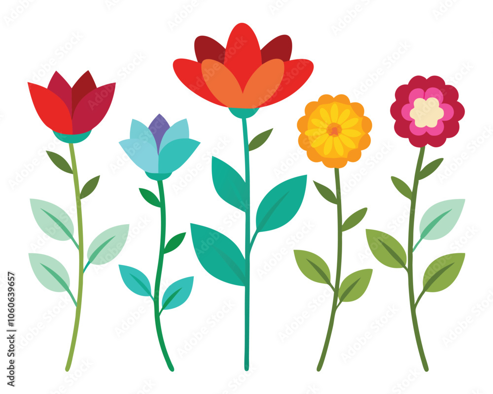 set of flowervector illustration on white background set of flowervector illustration on white background