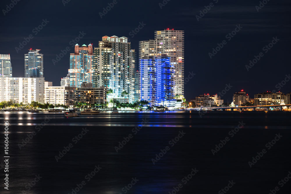 Miami skyline. Miami skyline panorama with urban skyscrapers. Miami skyline. Miami skyline panorama with urban skyscrapers.