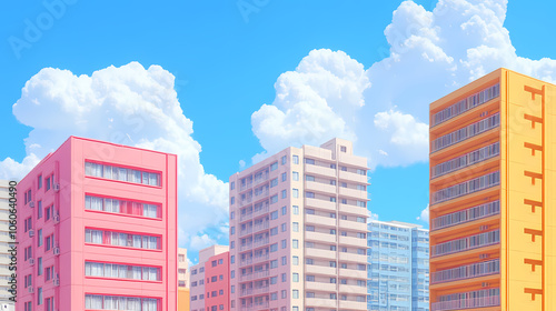 Retro-Futuristic Synthwave Cityscape: Abstract Anime Illustration