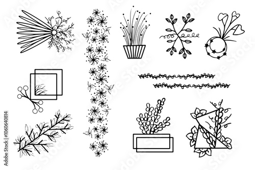 Ilustração Vetorial estrutura, canteiro, vector, vintage, modelo, design, condecoração, ornamento, floral, ilustração, ajustar, flor, elemento, arte, noir, ornamentado, silhueta, afetadamente pudico, 