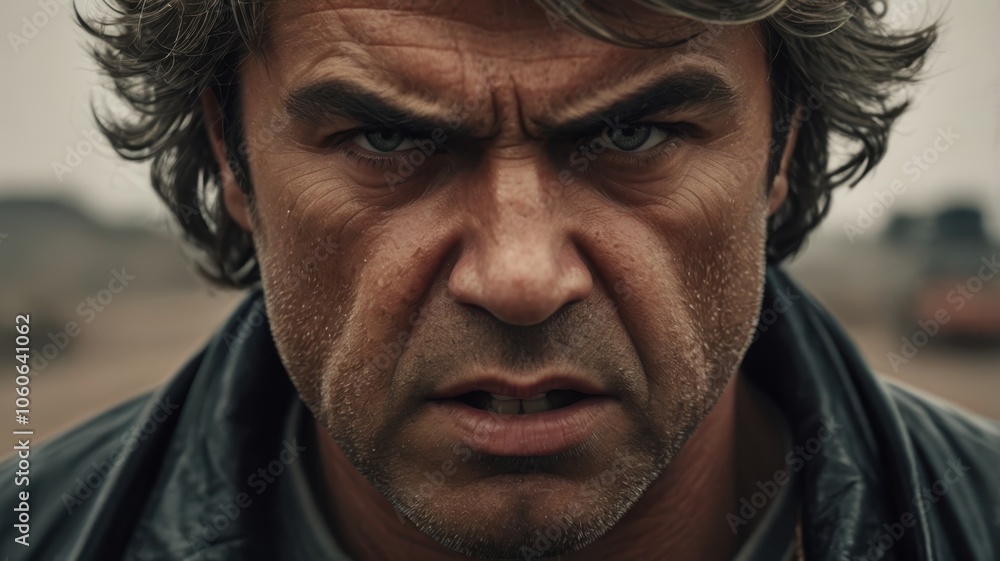 An angry man staring directly into the camera with a piercing look An angry man staring directly into the camera with a piercing look