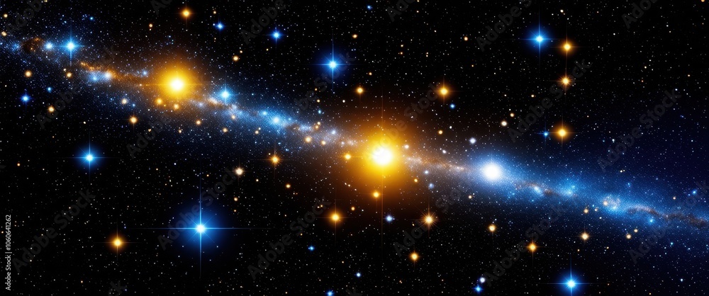 Deep space, twinkling stars, cosmic dust, blue nebula, golden celestial bodies, astronomical phenomenon, galactic cluster, starry night sky, vibrant cosmic colors, interstellar clouds, celestial light Deep space, twinkling stars, cosmic dust, blue nebula, golden celestial bodies, astronomical phenomenon, galactic cluster, starry night sky, vibrant cosmic colors, interstellar clouds, celestial light