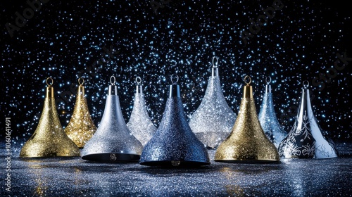 Decorative bells with sparkling background.