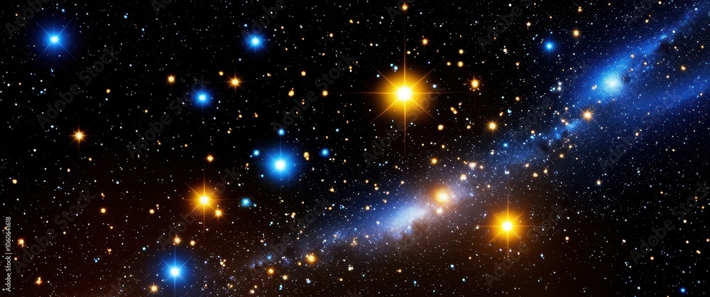 Deep space, twinkling stars, cosmic dust, blue nebula, golden celestial bodies, astronomical phenomenon, galactic cluster, starry night sky, vibrant cosmic colors, interstellar clouds, celestial light Deep space, twinkling stars, cosmic dust, blue nebula, golden celestial bodies, astronomical phenomenon, galactic cluster, starry night sky, vibrant cosmic colors, interstellar clouds, celestial light