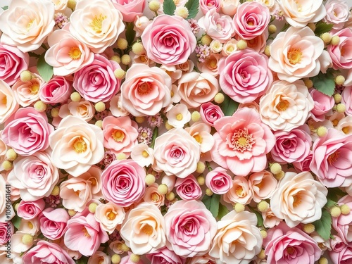 Vintage style artificial flowers wall background with pastel colors, perfect for adding a touch of elegance and charm to any design project, design, colors