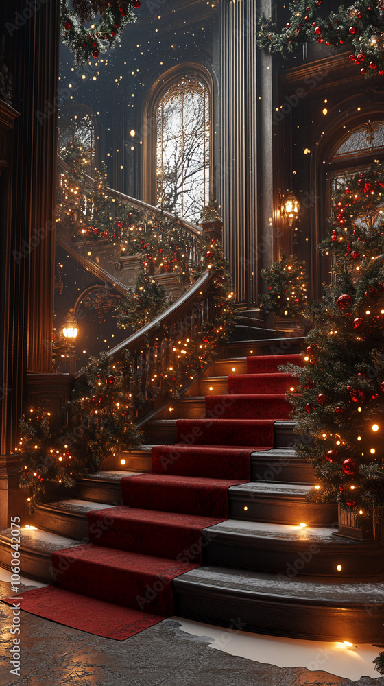Obraz premium Christmas tree and decoration podium background for product presentation