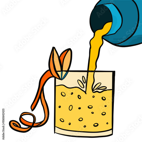 Ilustração Vetorial beber, binóculo, aperitivo, suco, ilustração, vector, fruta, alimento, bebiba, chávena, laranja, frio, lemmon, ícon, fresco, design, verão, café, arte, alcool, líquido, cor, café d