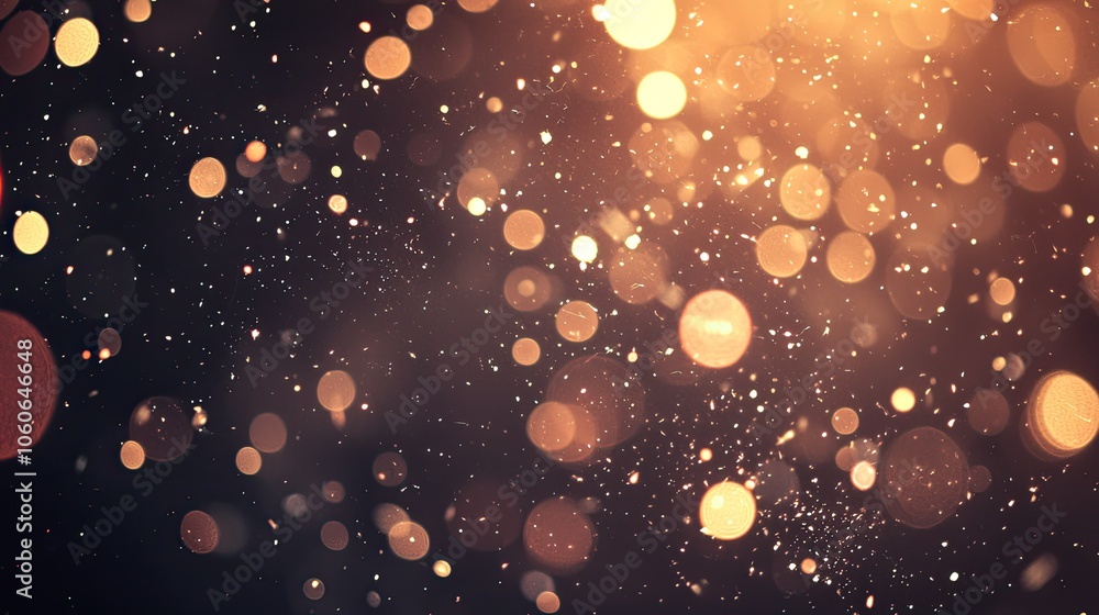 Abstract golden particles on a dark background, perfect for creating a magical atmosphere. Abstract golden particles on a dark background, perfect for creating a magical atmosphere.