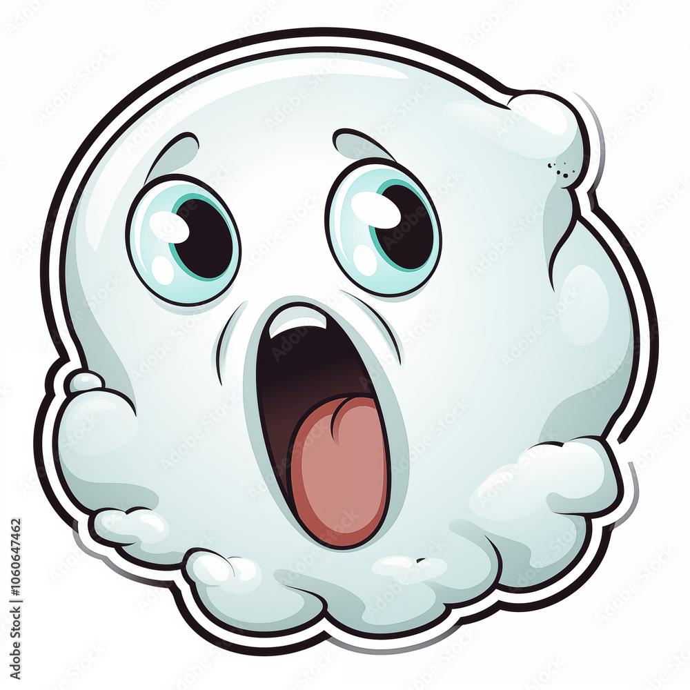 A surprised cartoon ghost floating in the air with wide eyes and an open mouth during Halloween fun A surprised cartoon ghost floating in the air with wide eyes and an open mouth during Halloween fun