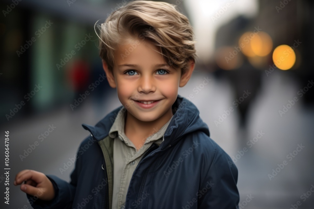 Portrait of a cute little boy on the street at night. Portrait of a cute little boy on the street at night.