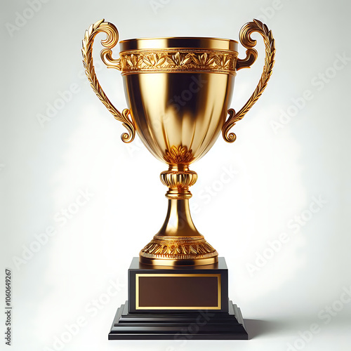 Champion award gold cup isolated on white background. photo