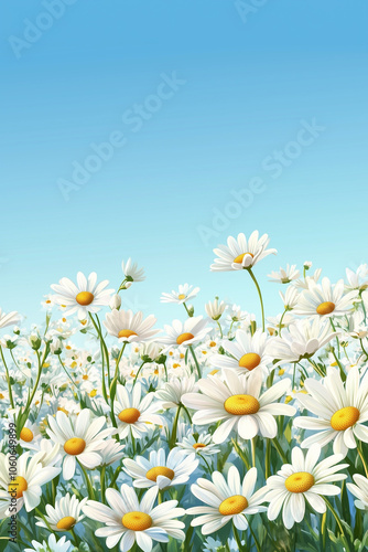  A field of pink Cosmos flowers in full bloom, basking under bright sunlight against a clear blue sky. 