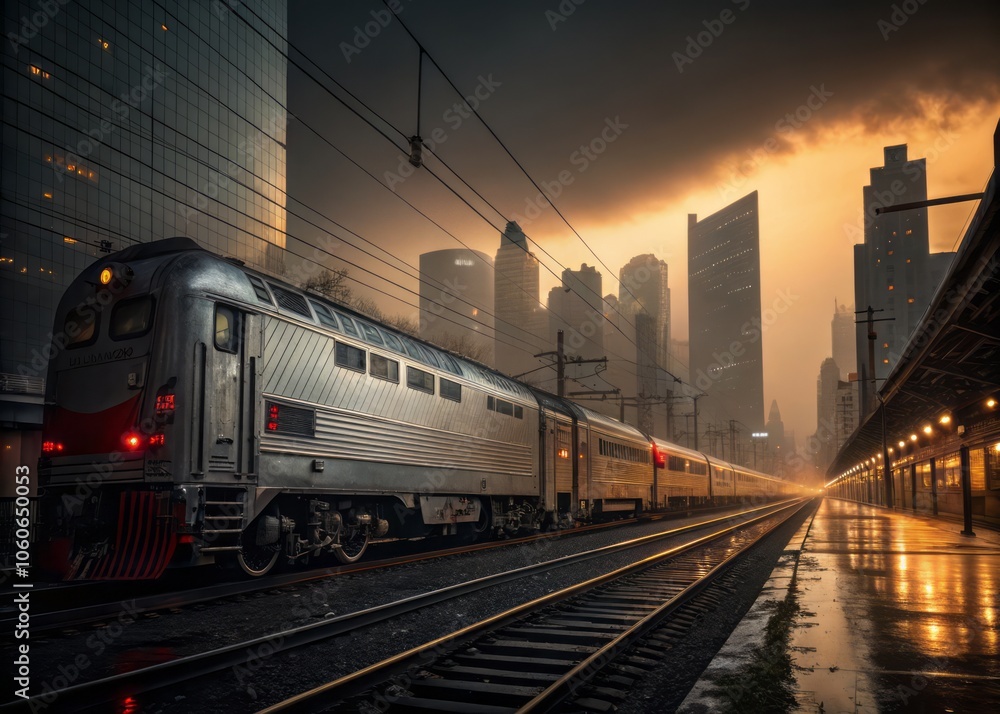 Naklejka premium Gritty Urban Modernism: Industrial Style Metallic Machine in an Urban Setting with Sleek Design