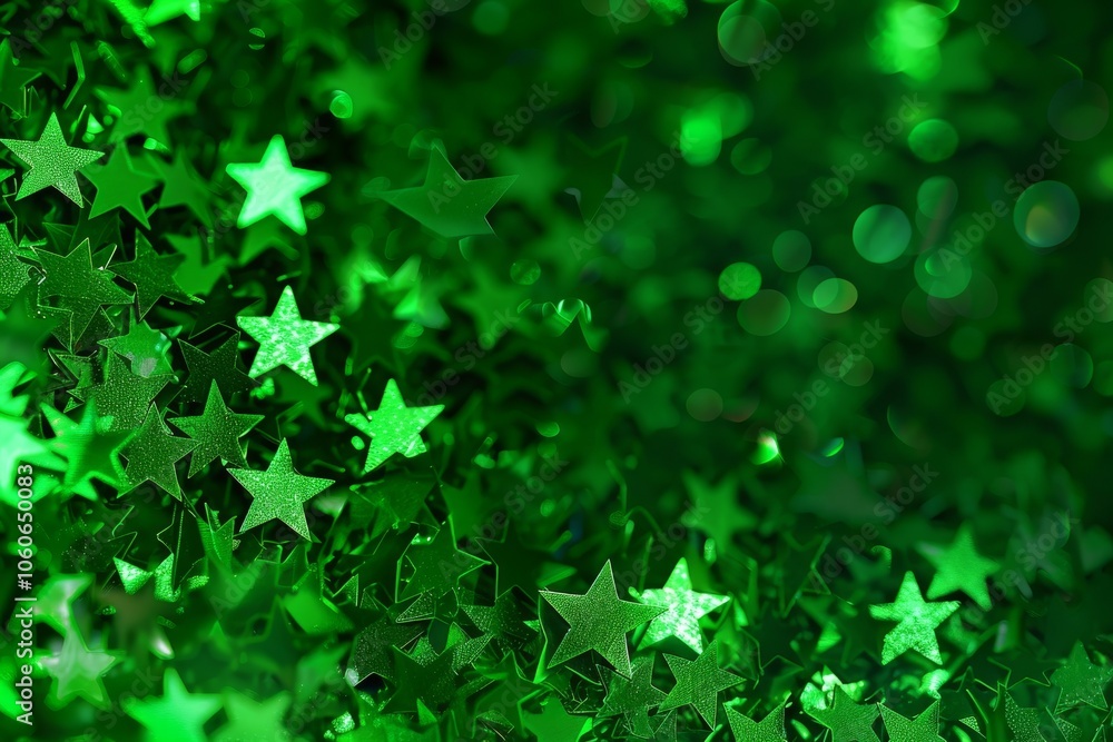 Festive green stars confetti scattered on vibrant background ideal for celebrations and events. dynamic illustration. star pattern wallpaper. Abstract textured backdrop for digital projects Festive green stars confetti scattered on vibrant background ideal for celebrations and events. dynamic illustration. star pattern wallpaper. Abstract textured backdrop for digital projects