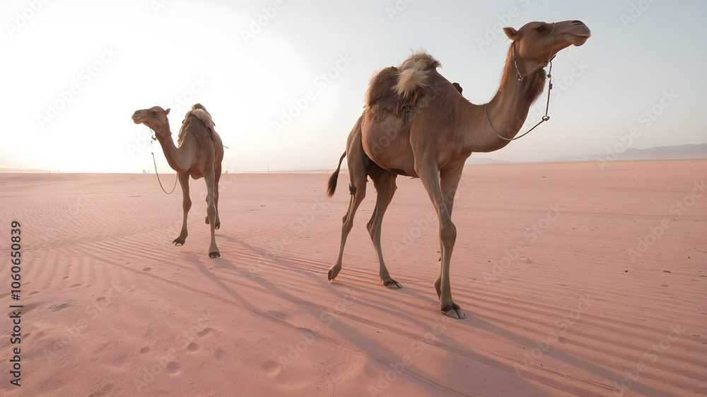 Camels in the desert of the Sahara Desert Camels in the desert of the Sahara Desert