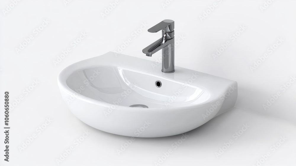 Fototapeta premium White Sink With Modern Faucet