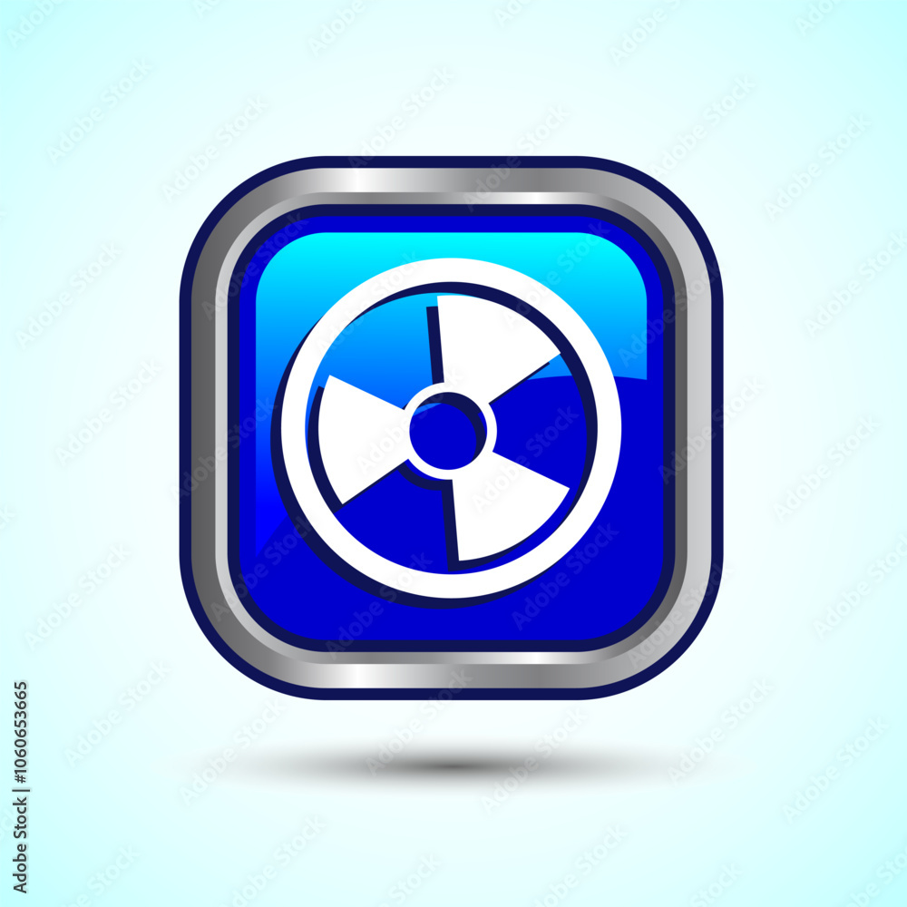 Radiation icon design illustration, Biological hazard icon, Blue Color Square Button Design Radiation icon design illustration, Biological hazard icon, Blue Color Square Button Design