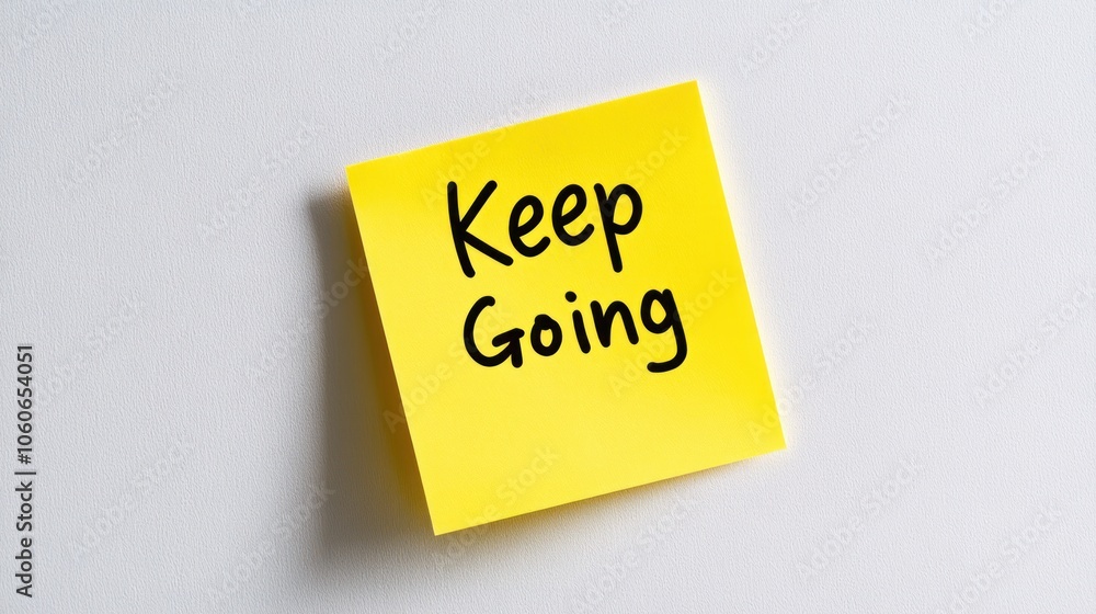 A bright yellow sticky note with the motivational phrase A bright yellow sticky note with the motivational phrase