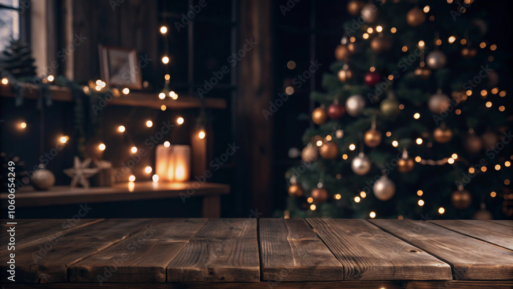 empty-soft-wooden-table-with-christmas-theme-in-background empty-soft-wooden-table-with-christmas-theme-in-background