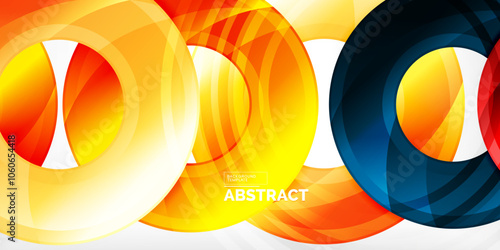 Bright colorful circles with light effects. Abstract background