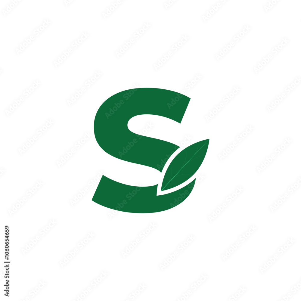 Initial Letter S Leaf Icon Logo Design Template Initial Letter S Leaf Icon Logo Design Template