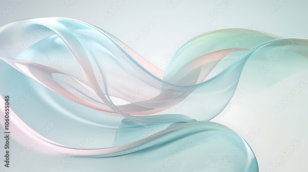 Obraz premium Elegant Abstract Flowing Wave Background with Soft Pastel Colors in Calming Blue and Pink Tones. Gentle Fluid Shapes for a Modern Design Aesthetic