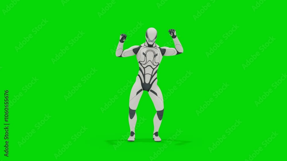 Chicken dance robot male and greenscreen Chicken dance robot male and greenscreen