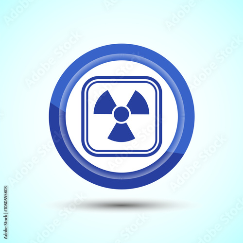 Radiation icon design illustration, Biological hazard icon, Blue Color Button Design