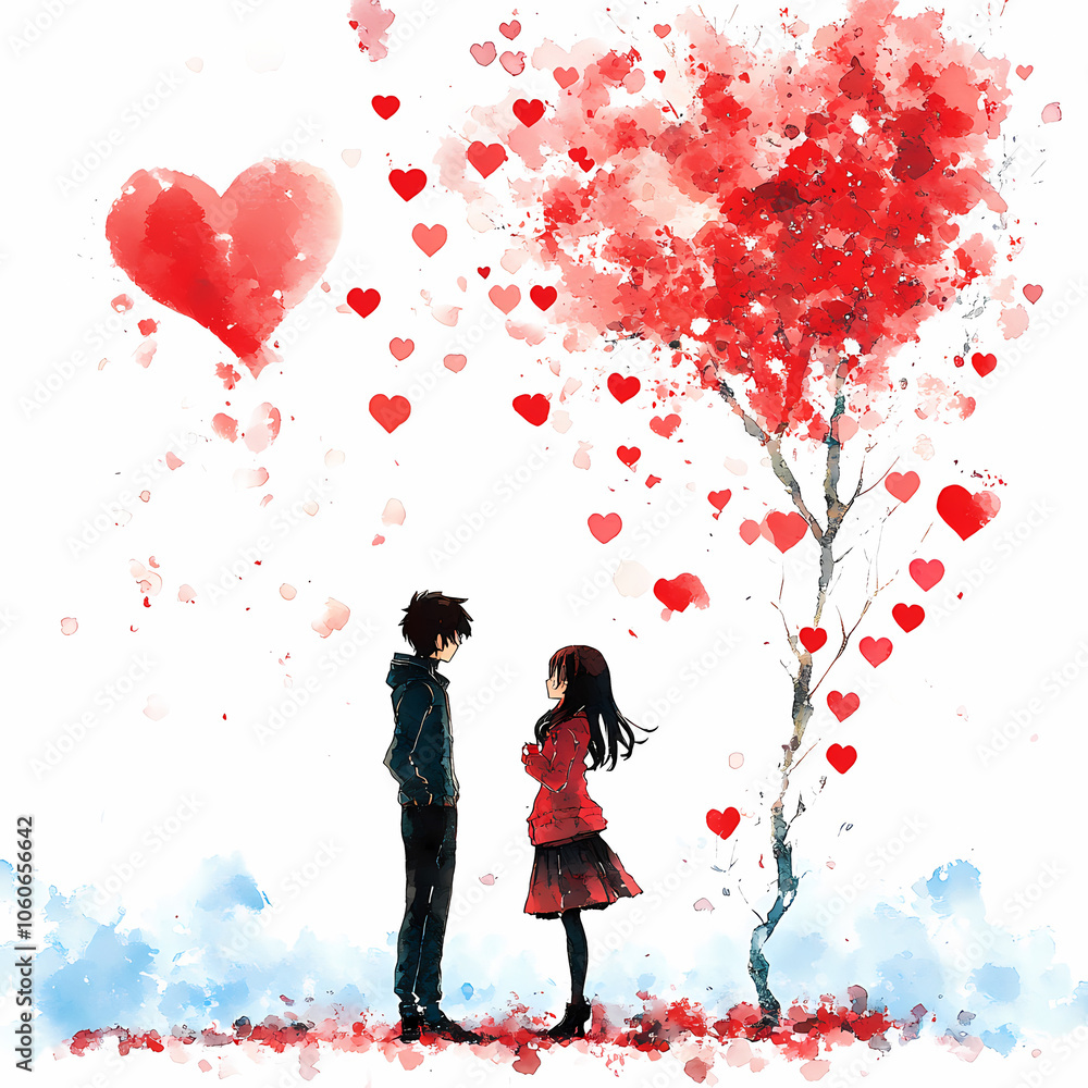 Valentine’s Heart Clip Art in Anime Style: Cute Manga Illustration Valentine’s Heart Clip Art in Anime Style: Cute Manga Illustration